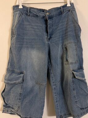 Light Blue Denim Cargo Shorts